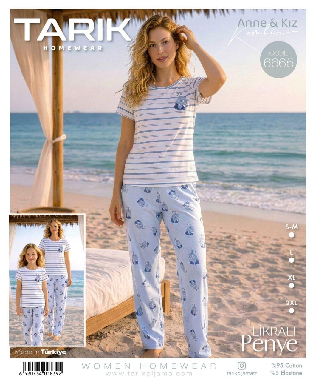 TARIK 6665 BAYAN KISA KOL PİJAMA TAKIMI
