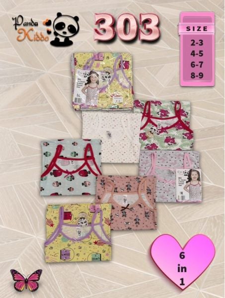 PANDA KİDDO 303 KIZ ÇOCUK DESENLİ İP ASKI ATLET