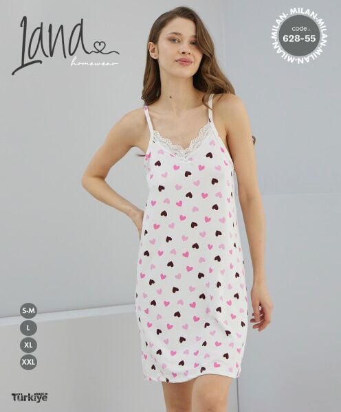 LANA 628 BAYAN MİLAN İP ASKILI ELBİSE