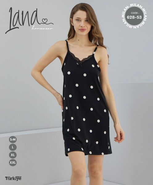 LANA 628 BAYAN MİLAN İP ASKILI ELBİSE