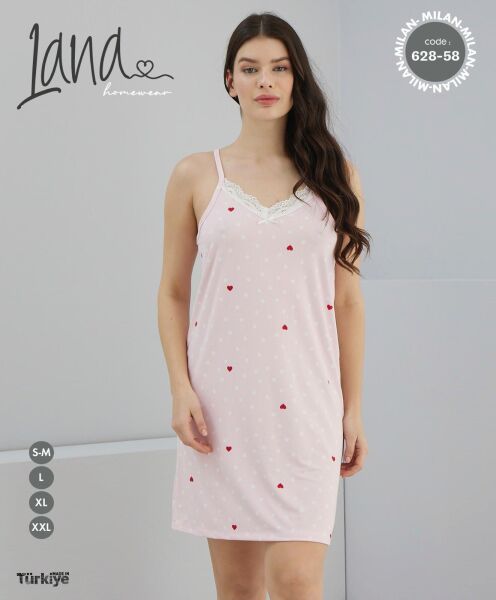 LANA 628 BAYAN MİLAN İP ASKILI ELBİSE