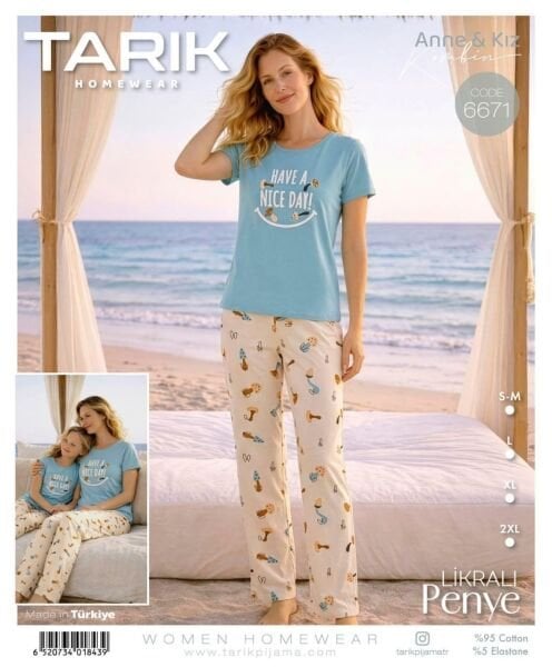 TARIK 6671 BAYAN KISA KOL PİJAMA TAKIMI