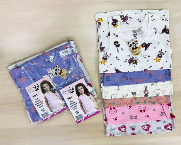 PANDA KİDDO 301 KIZ ÇOCUK DESENLİ GENİŞ ASKI ATLET