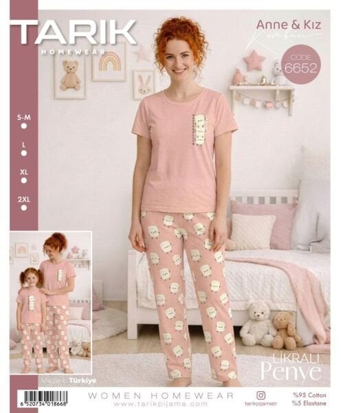 TARIK 6652 BAYAN KISA KOL PİJAMA TAKIMI