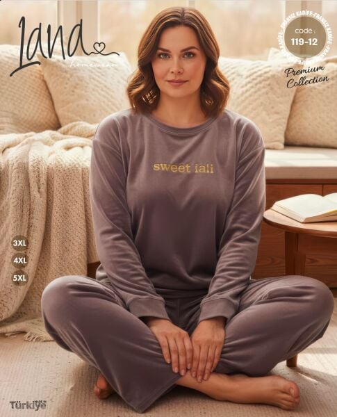 LANA 119-12 KADİFE BİSİKLET YAKA BATTAL PİJAMA TK