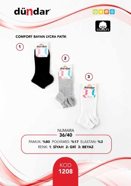DÜNDAR 1208 BAYAN LİKRALI PATİK ÇORAP