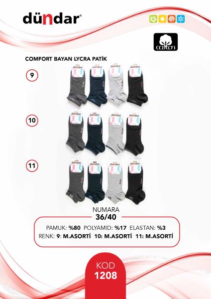 DÜNDAR 1208 BAYAN LİKRALI PATİK ÇORAP