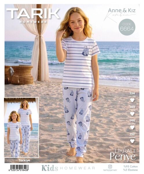 TARIK 6664 KIZ GES 10-15 YAŞ K.KOL PİJAMA TAKIM