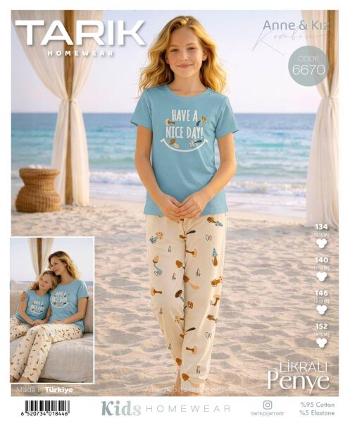 TARIK 6670 KIZ GES 10-15 YAŞ K.KOL PİJAMA TAKIM