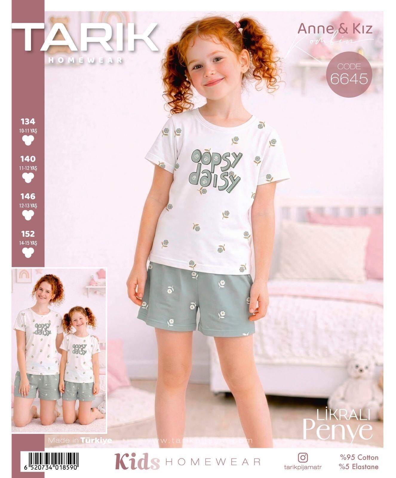 TARIK 6645 KIZ GES 10-15 YAŞ ŞORTLU PİJAMA TAKIM