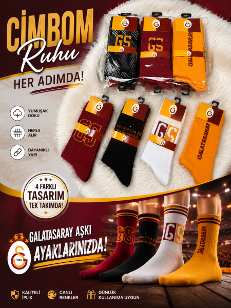 ÇİMPA GALATASARAY YETİŞKİN SOKET ÇORAP