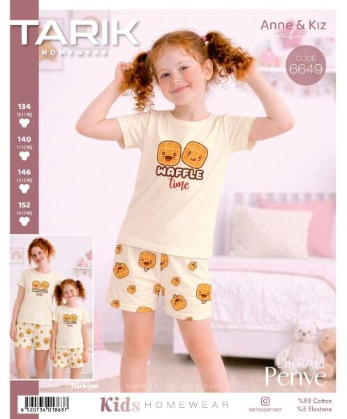 TARIK 6649 KIZ GES 10-15 YAŞ ŞORTLU PİJAMA TAKIM