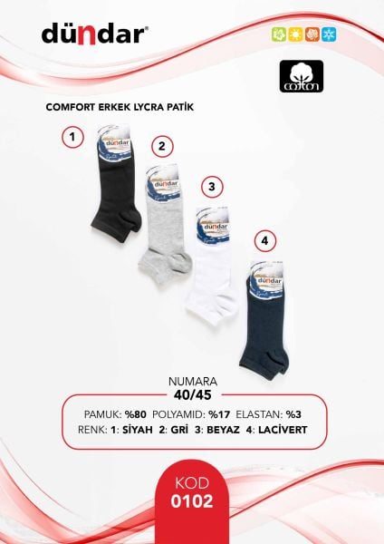 DÜNDAR 0102 ERKEK LİKRALI PATİK ÇORAP
