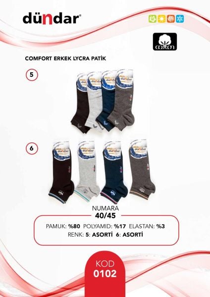 DÜNDAR 0102 ERKEK LİKRALI PATİK ÇORAP