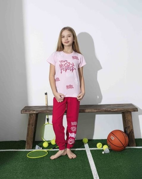 TARIK 3044 KIZ 6-10 YAŞ KISA KOL PİJAMA TAKIM