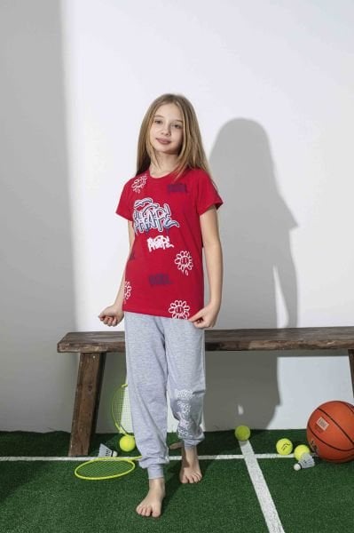 TARIK 3044 KIZ 6-10 YAŞ KISA KOL PİJAMA TAKIM