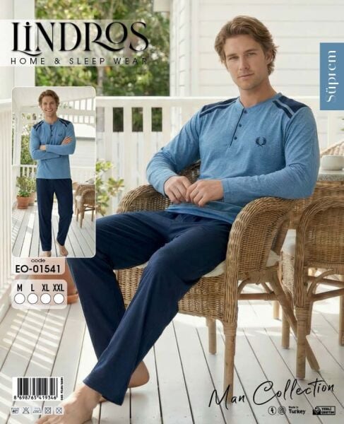 LİNDROS 01541 ERKEK SÜPREM PİJAMA TAKIMI