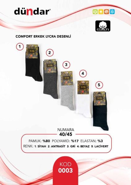 DÜNDAR 0003 ERKEK LİKRALI ÇORAP