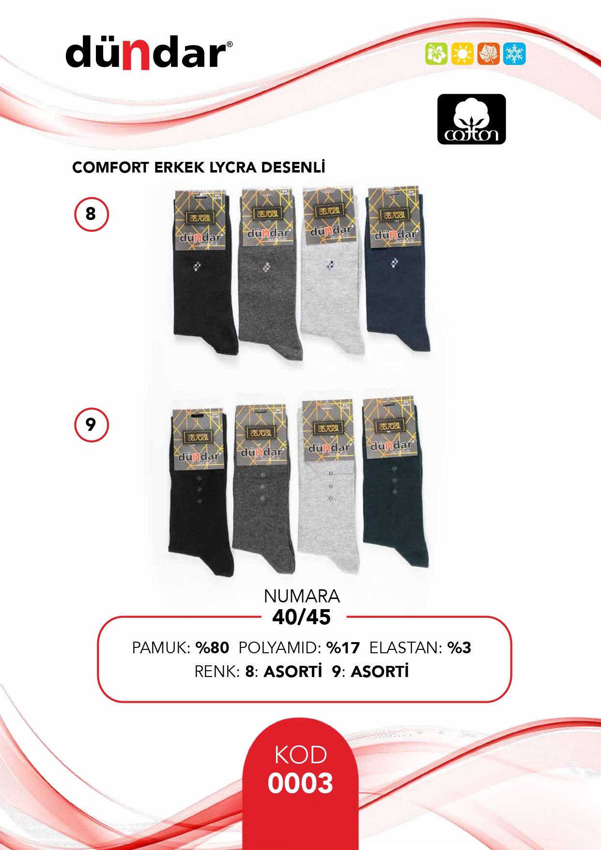 DÜNDAR 0003 ERKEK LİKRALI ÇORAP