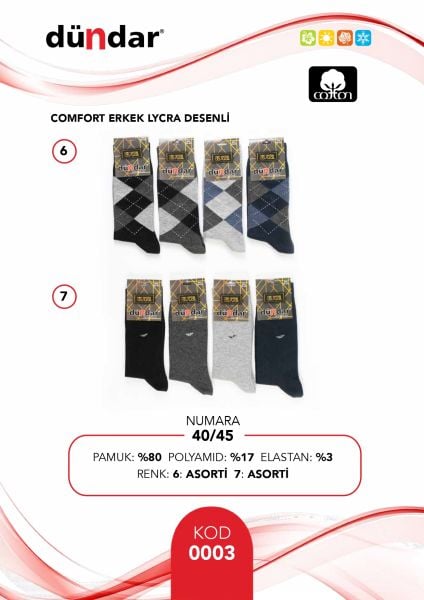 DÜNDAR 0003 ERKEK LİKRALI ÇORAP