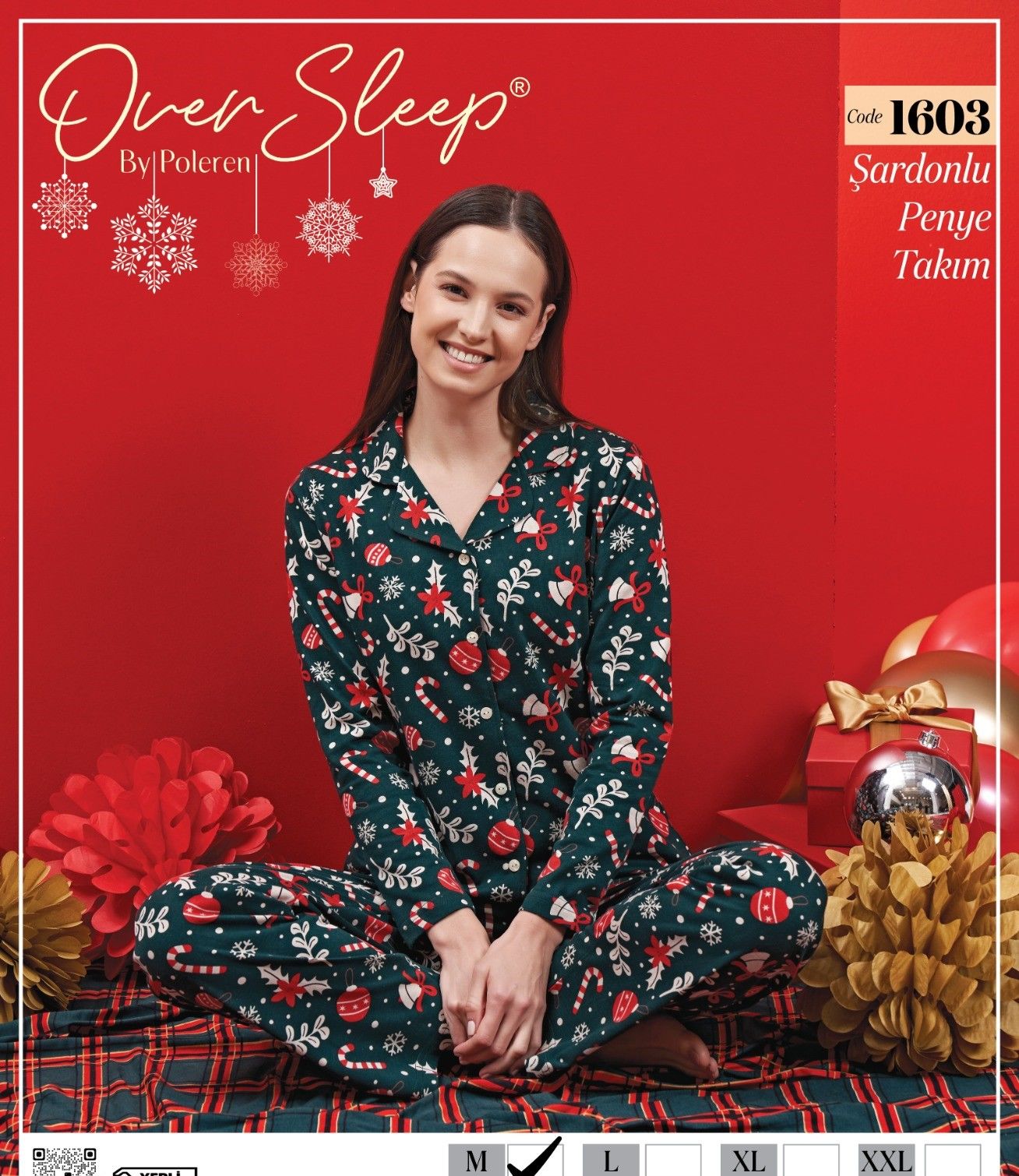 OVER SLEEP 1603 BAYAN DÜĞ.YILBAŞI PİJAMA TAKIM