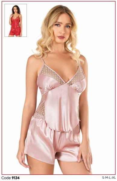 PRİMODA 9134 SATEN BABYDOLL ŞORT TAKIM