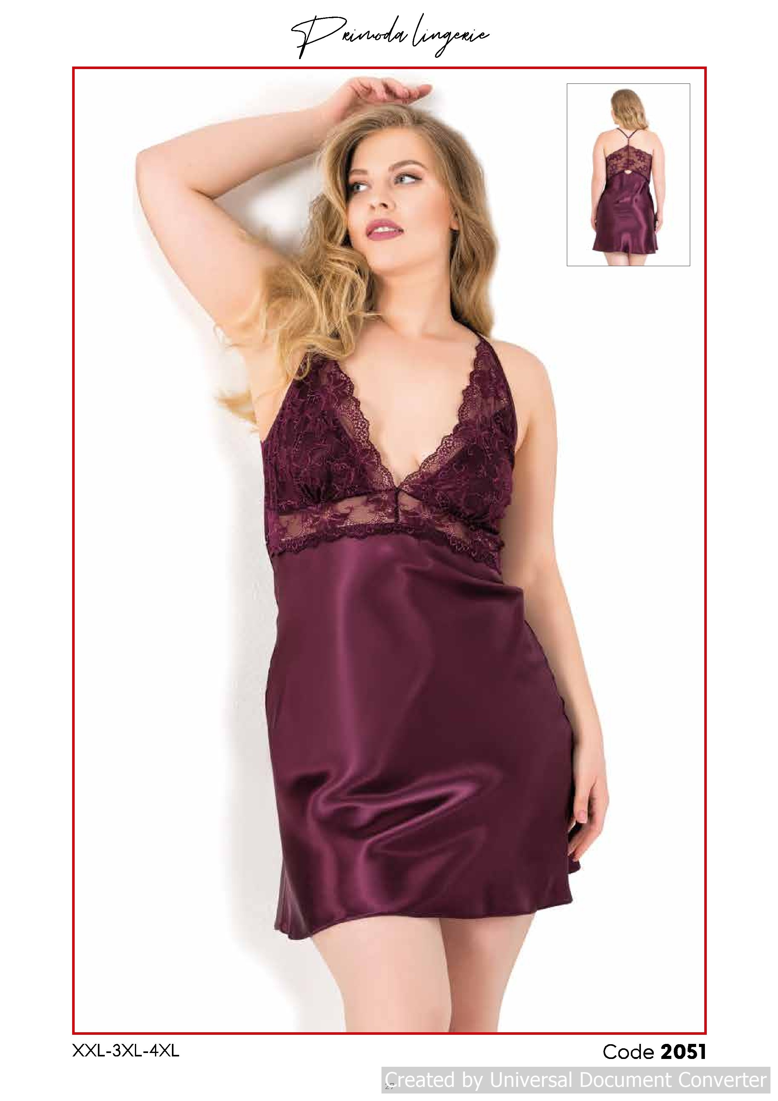 PRİMODA 2051 BÜYÜK BEDEN SATEN KISA GECELİK