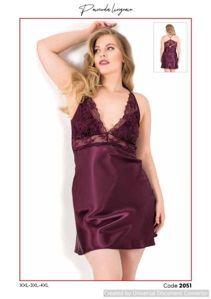 PRİMODA 2051 BÜYÜK BEDEN SATEN KISA GECELİK