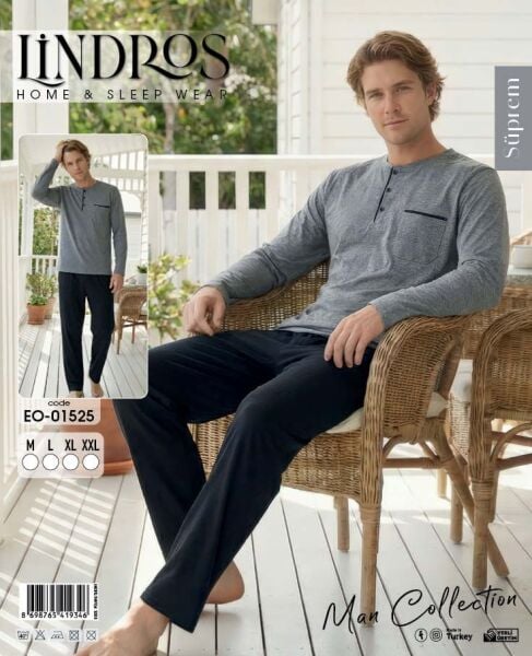 LİNDROS 01525 ERKEK SÜPREM PİJAMA TAKIMI