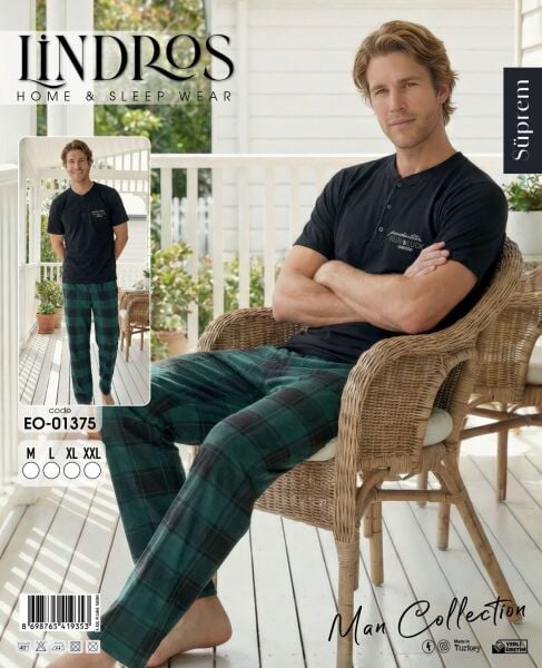LİNDROS 01375 ERKEK SÜPREM PİJAMA TAKIMI