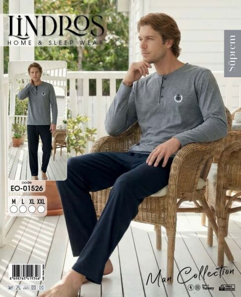 LİNDROS 01526 ERKEK SÜPREM PİJAMA TAKIMI
