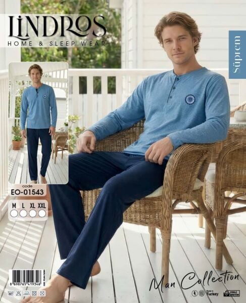 LİNDROS 01543 ERKEK SÜPREM PİJAMA TAKIMI