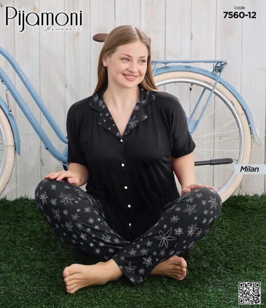 PİJAMONİ 7560-12 BATTAL MİLAN GÖMLEK K.K PİJAMA TK