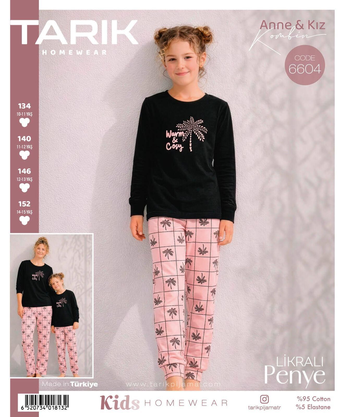 TARIK 6604 KIZ 11-15 YŞ PENYE PİJAMA TAKIM
