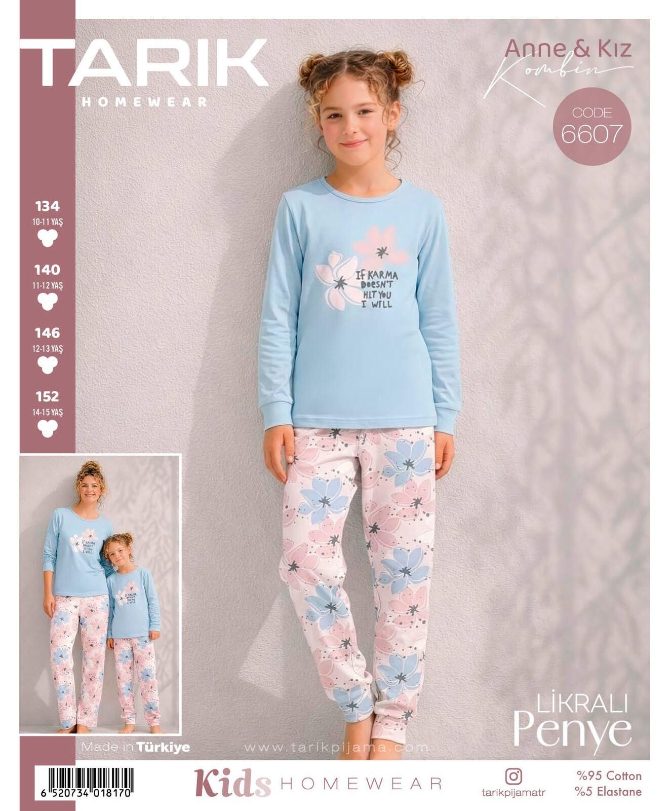 TARIK 6607 KIZ 11-15 YŞ PENYE PİJAMA TAKIM