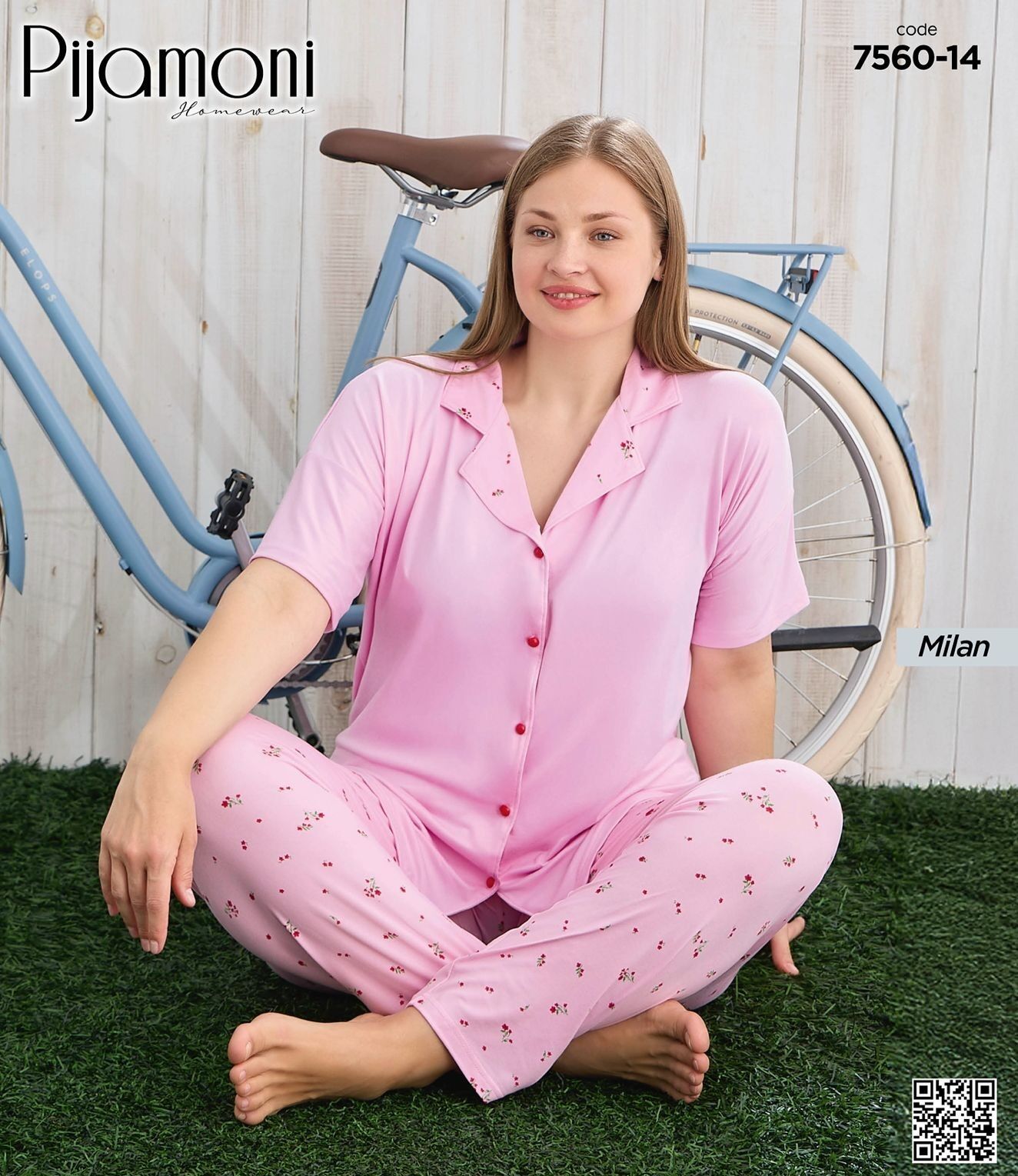 PİJAMONİ 7560-14 BATTAL MİLAN GÖMLEK K.K PİJAMA TK