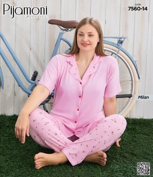 PİJAMONİ 7560-14 BATTAL MİLAN GÖMLEK K.K PİJAMA TK
