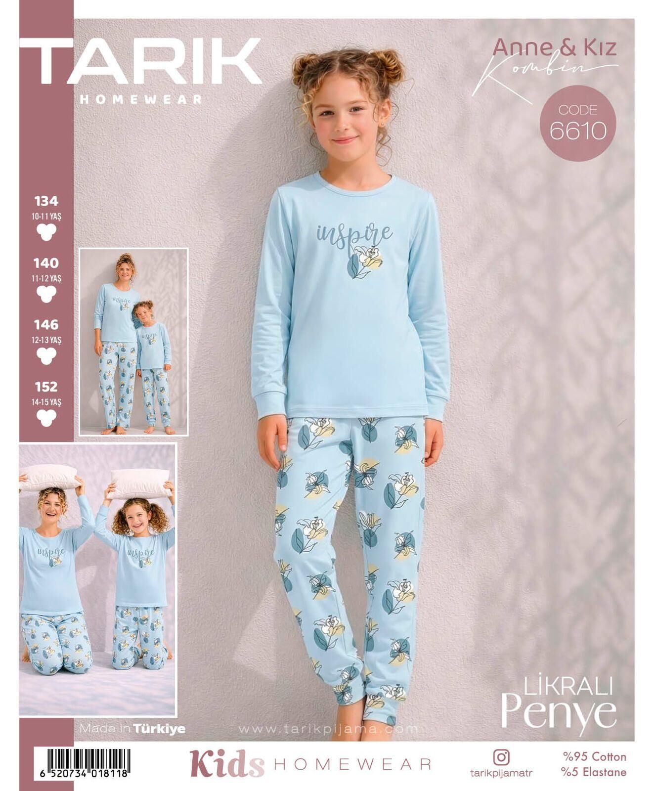 TARIK 6610 KIZ 11-15 YŞ PENYE PİJAMA TAKIM