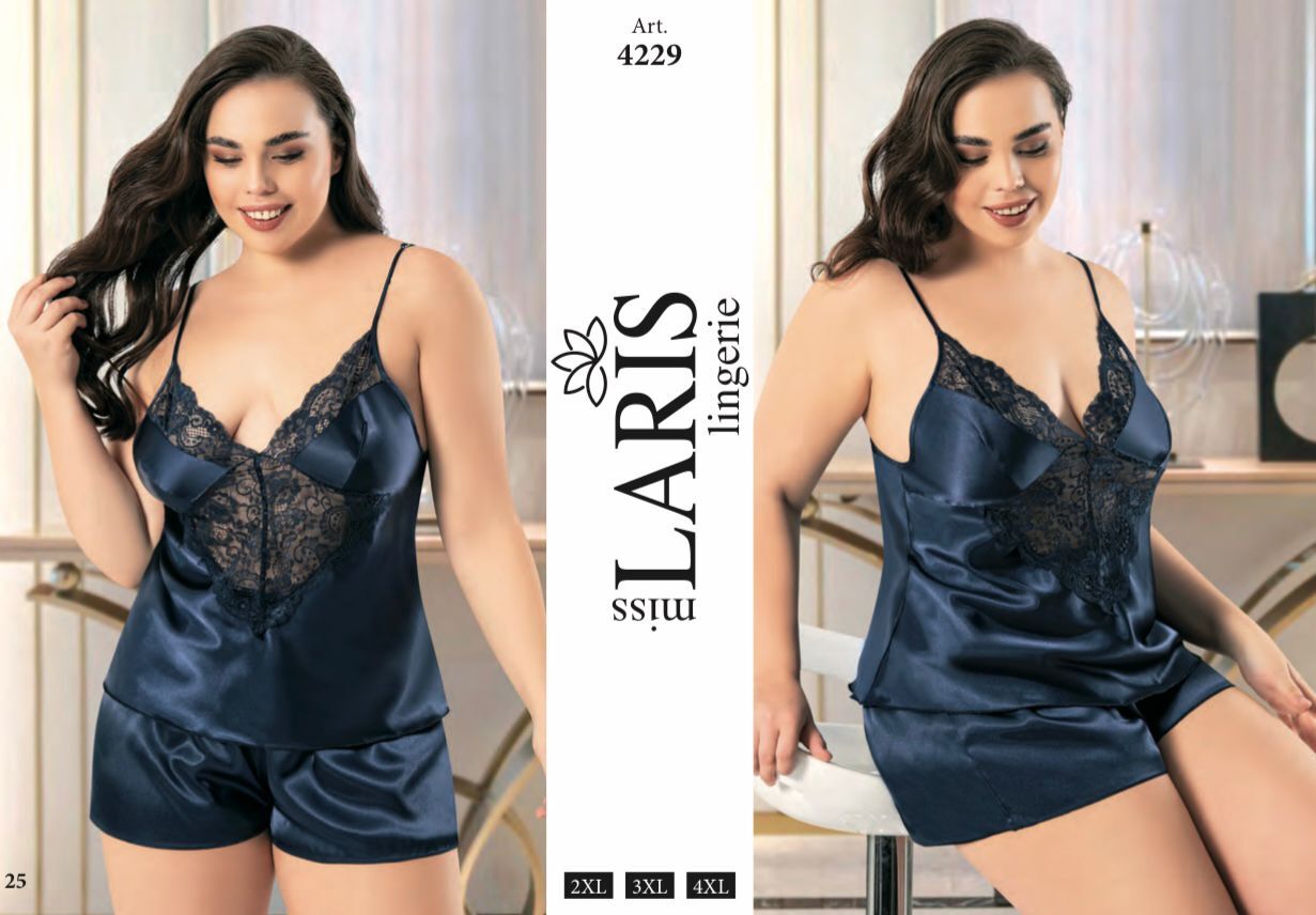 MİSS LARİS 4229 BIG SİZE SATEN ŞORT TAKIM