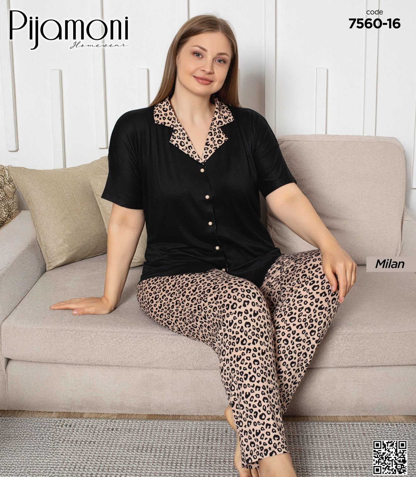 PİJAMONİ 7560-16 BATTAL MİLAN GÖMLEK K.K PİJAMA TK