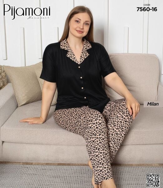 PİJAMONİ 7560-16 BATTAL MİLAN GÖMLEK K.K PİJAMA TK