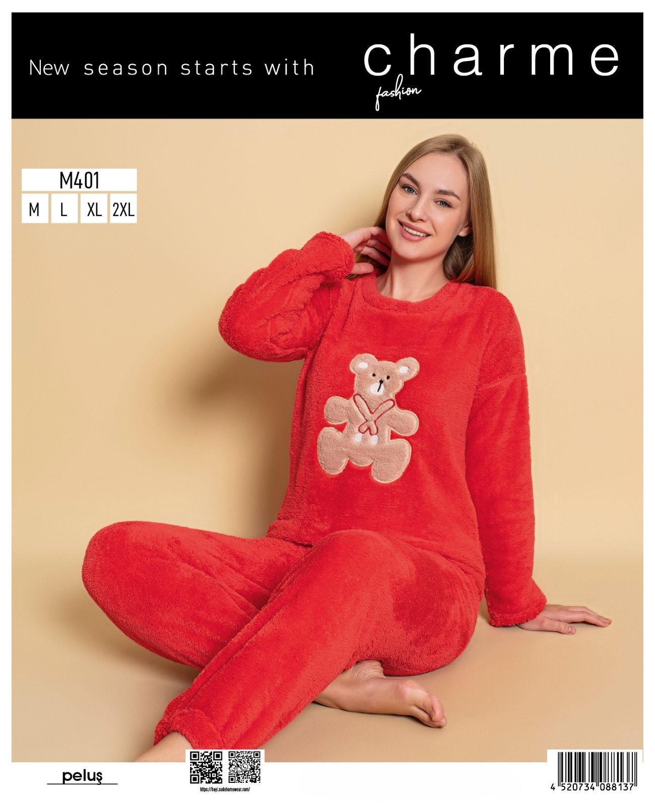 CHARME M401 BAYAN PELUŞ PİJAMA TAKIM