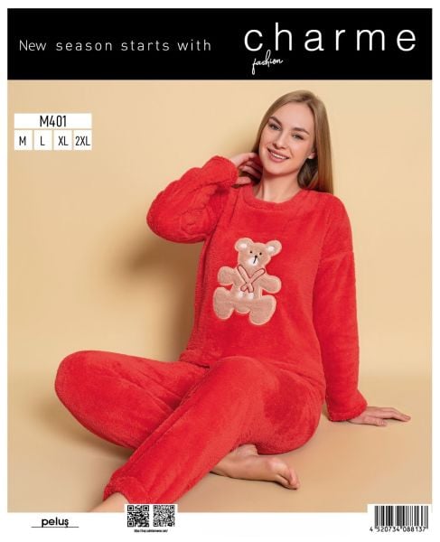 CHARME M401 BAYAN PELUŞ PİJAMA TAKIM