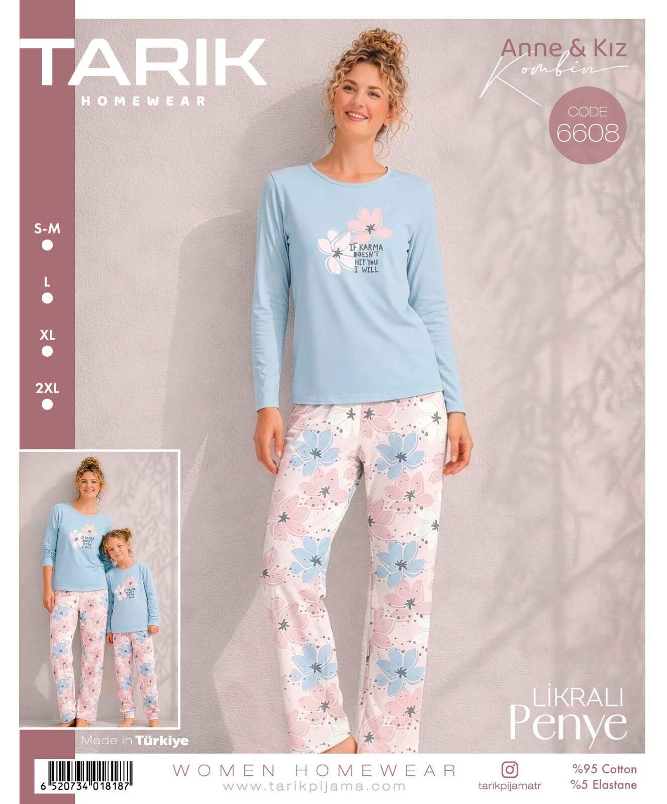 TARIK 6608 BAYAN ÇİÇEK BASKI PİJAMA TAKIMI