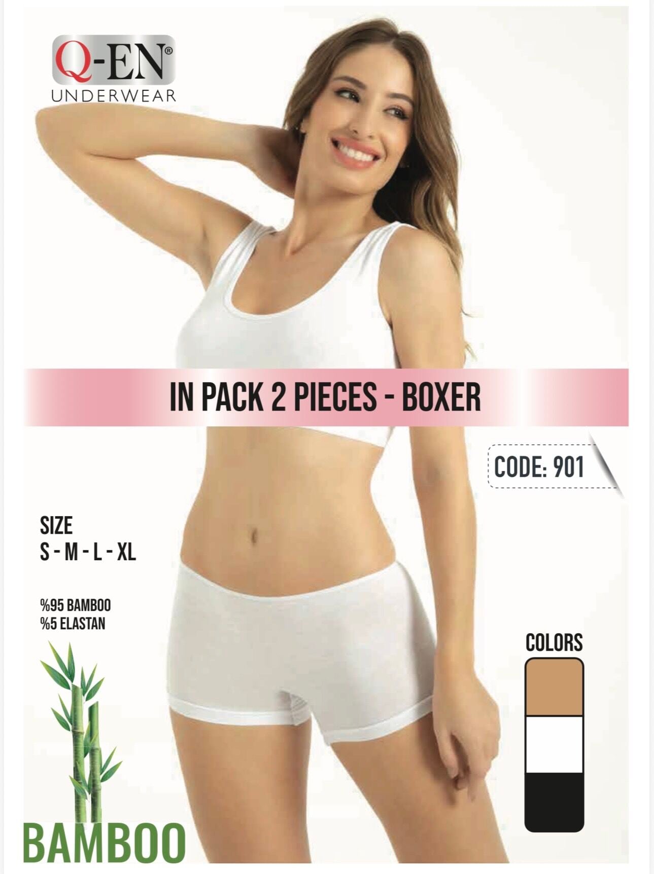Q-EN 901 BAYAN BAMBU 2 Lİ BOXER