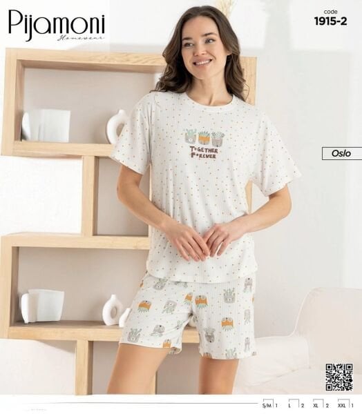 PİJAMONİ 1915-2 BAYAN OSLO KISA KOL ŞORTLU TAKIM