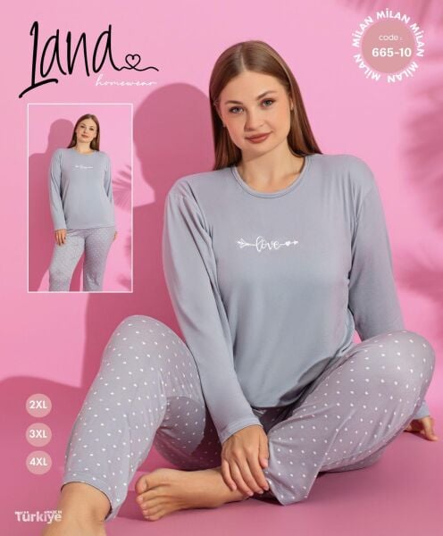 LANA 665-10 MİLAN ENJ.BASKI BATTAL PİJAMA TAKIMI