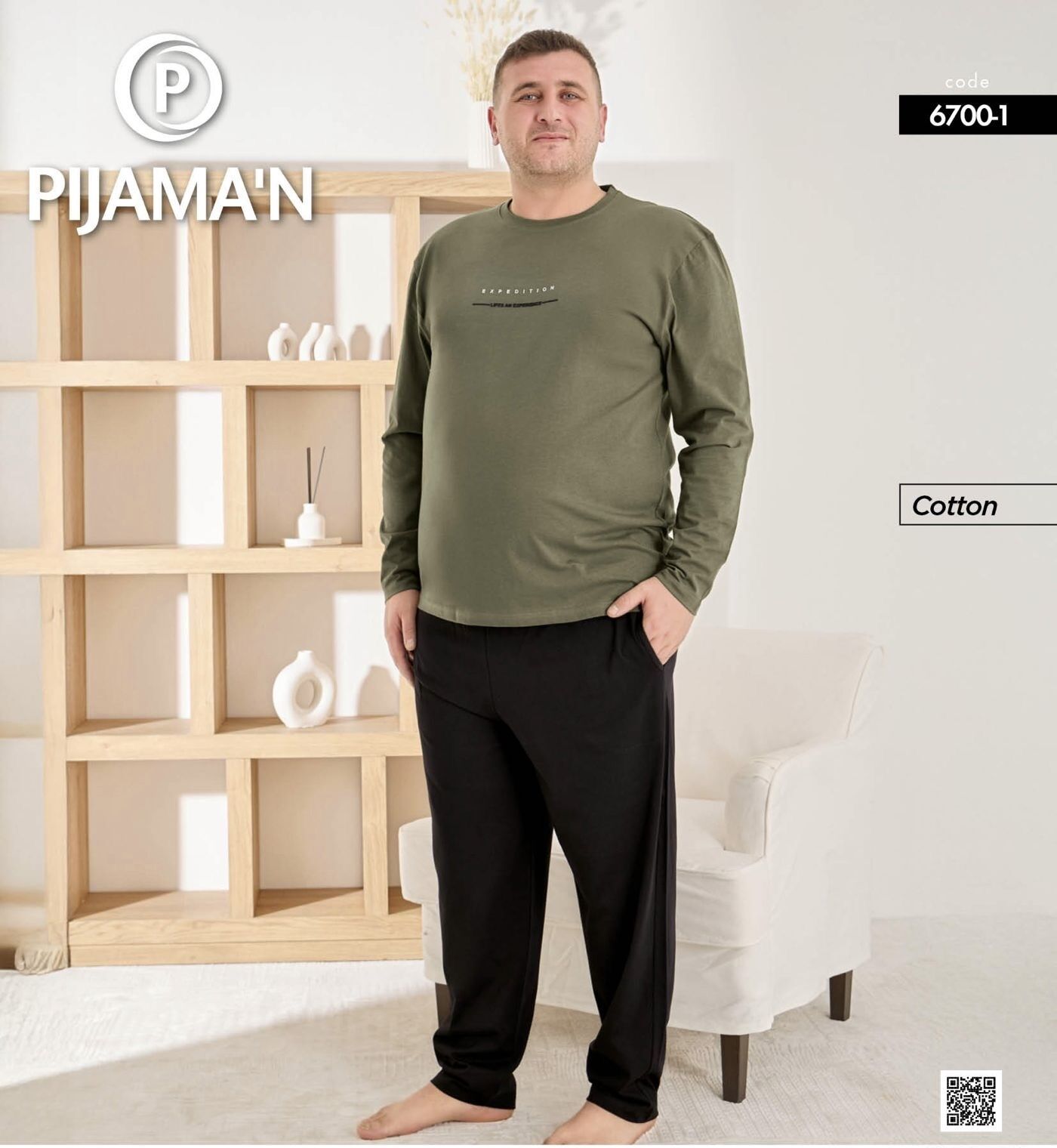 PİJAMAN 6700-1 ERKEK PENYE BATTAL PİJAMA TAKIM