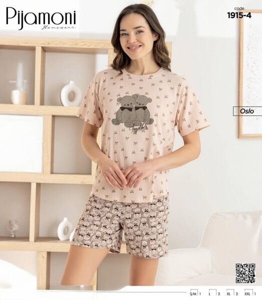 PİJAMONİ 1915-4 BAYAN OSLO KISA KOL ŞORTLU TAKIM