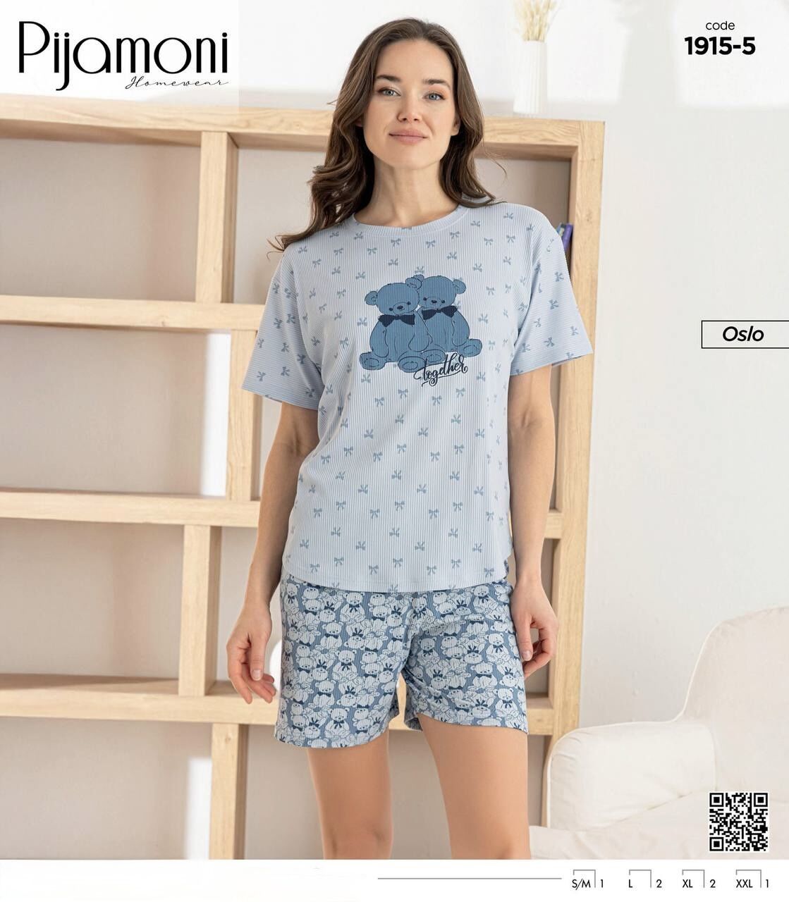 PİJAMONİ 1915-5 BAYAN OSLO KISA KOL ŞORTLU TAKIM